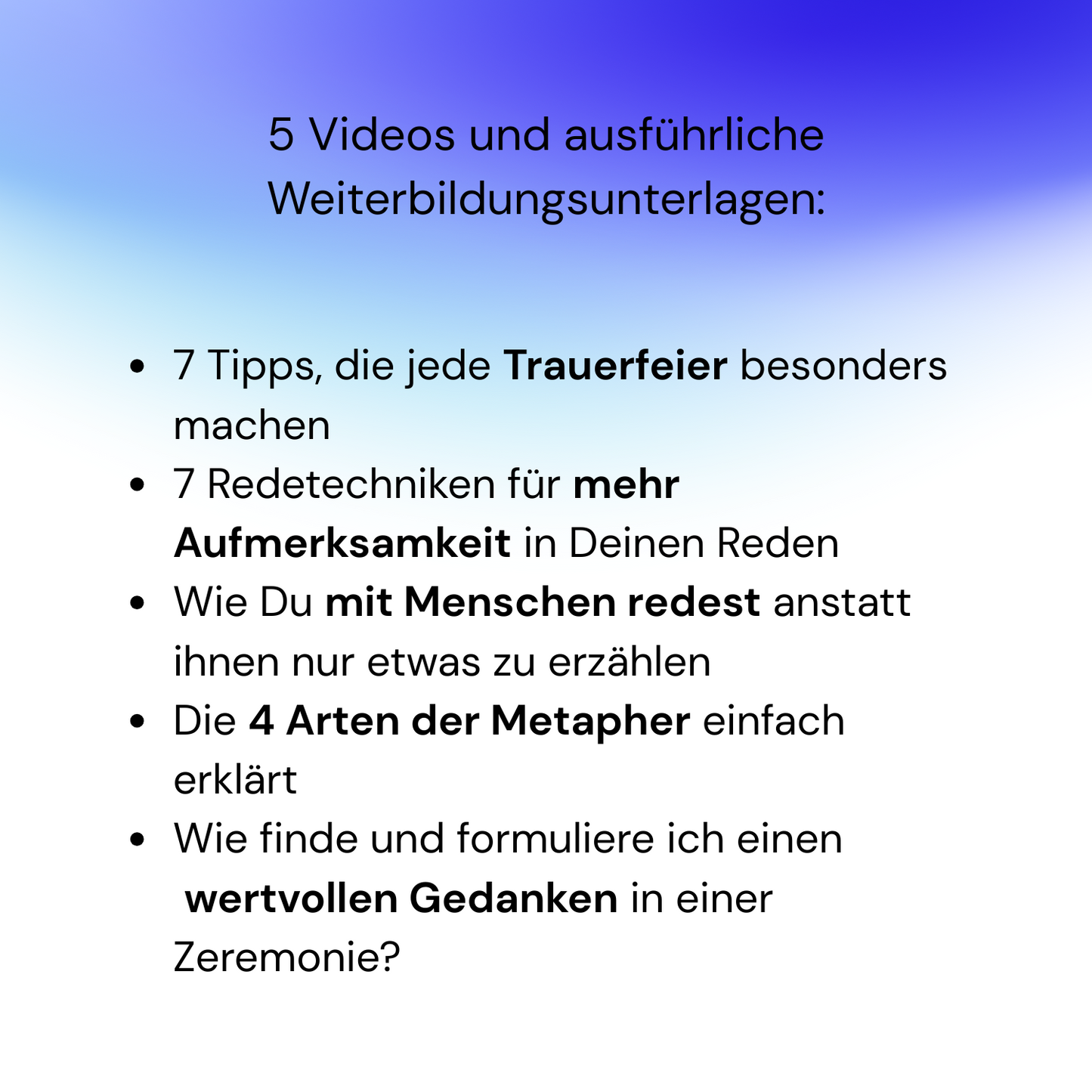 Das Komplettpaket: 5 Lehrvideos für gelungene Zeremonien!